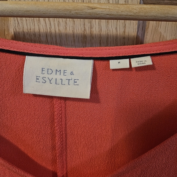 Medium Anthropologie Edme & Esyllte  Coral 3/4 Sleeve Tunic Dress - Picture 3 of 8